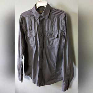 Second Sunday Men's Gray Cotton Button Up Long Sleeve Slim Shirt. Size Small